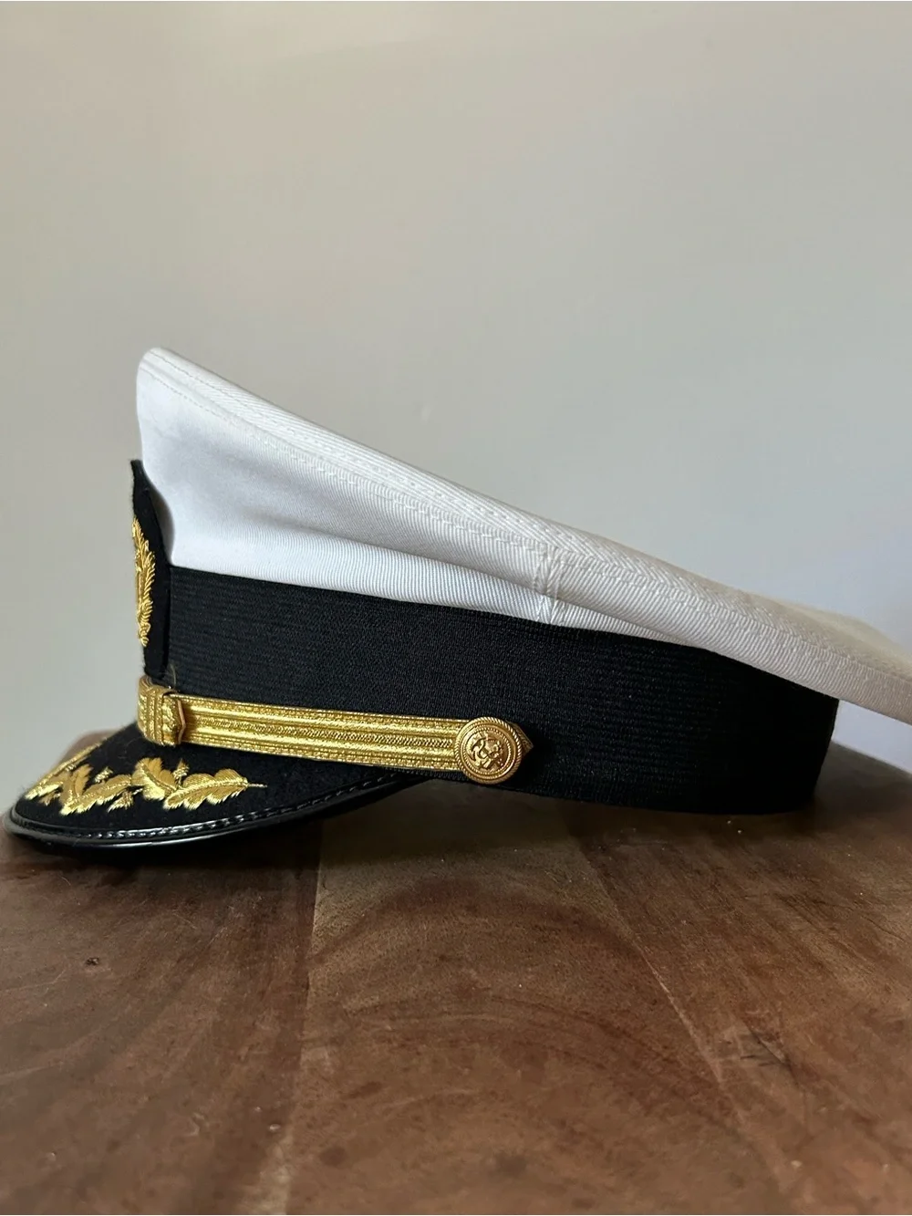 Official Bernard Snap Cap Officer’s Hat Visor White Gold Black Navy Captain